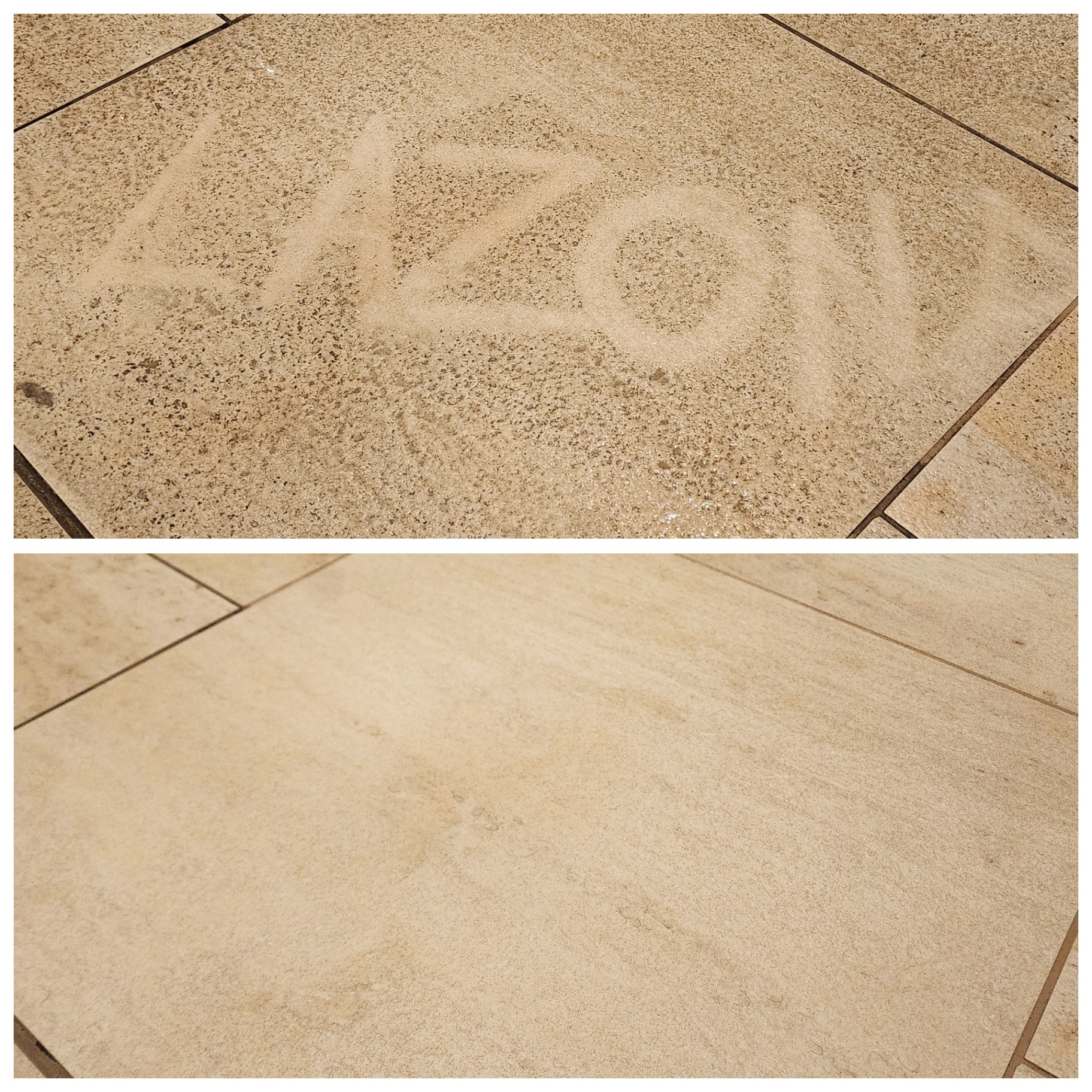 Commercial tile and grout before and after deep cleaning restoration Arizona