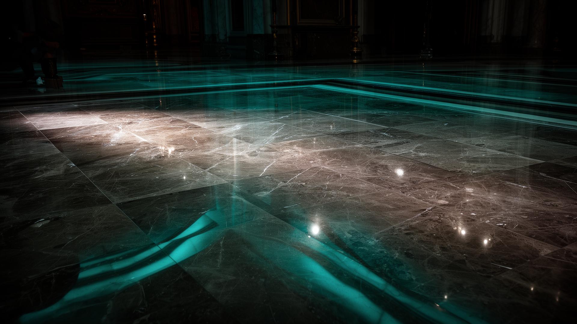 Polished natural stone floor restored in a Mesa Arizona luxury home by Lazona Tile Care