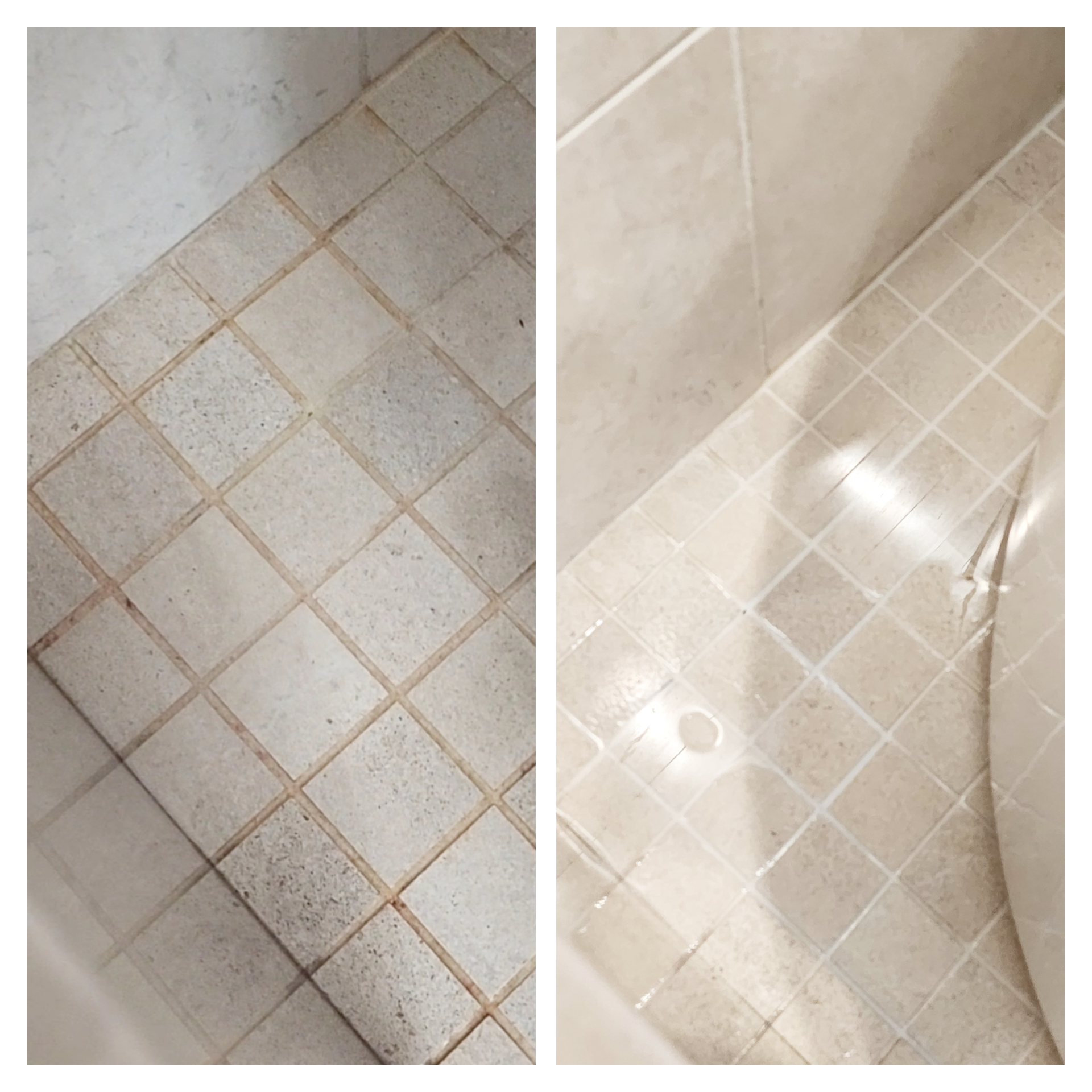 Deteriorated shower tile and grout before professional restoration in Arizona